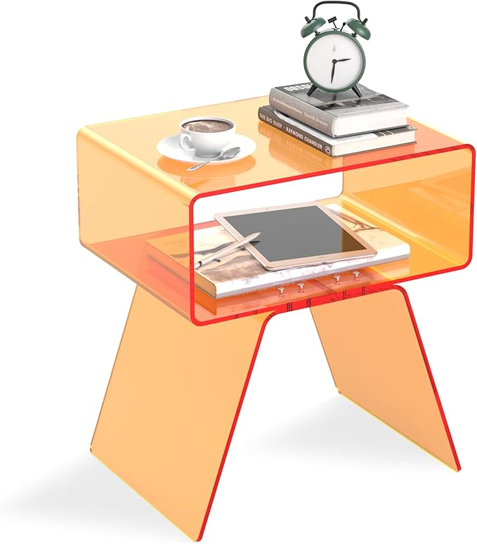 Acrylic Side Table with Easy Assembly Mini Modern End Table/Nightstand by NBTORCH