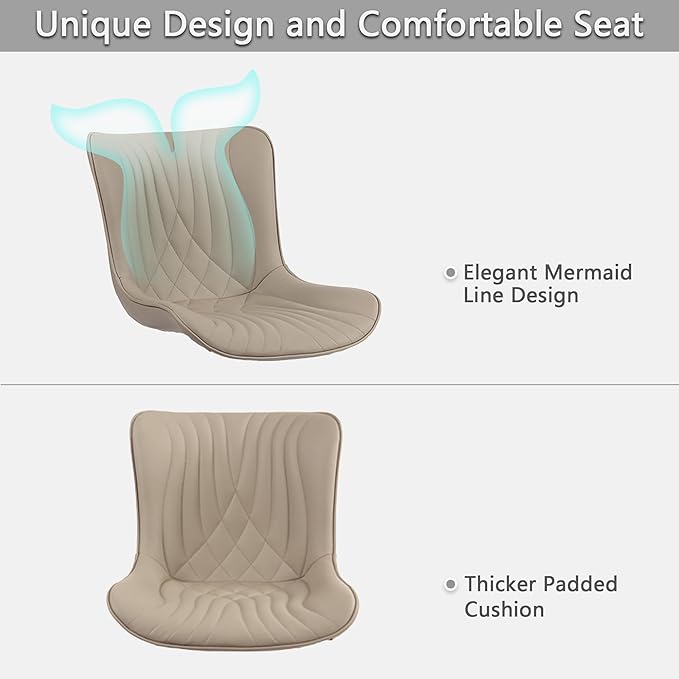 Kidol & Shellder Khaki Dining Chairs Set of 2, Faux Leather Upholstered Mid - Image 5