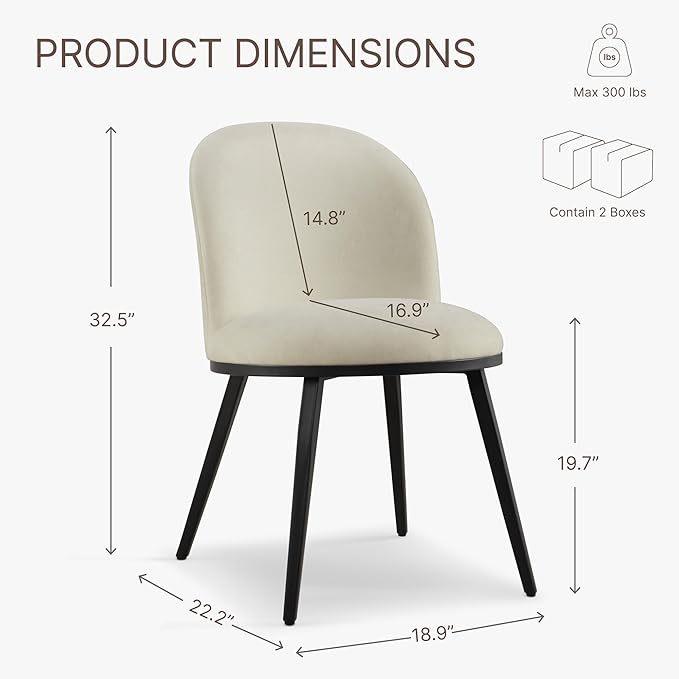 Dining Chairs Set of 4, Fabric Upholstered Dining Room Chairs - Image 2