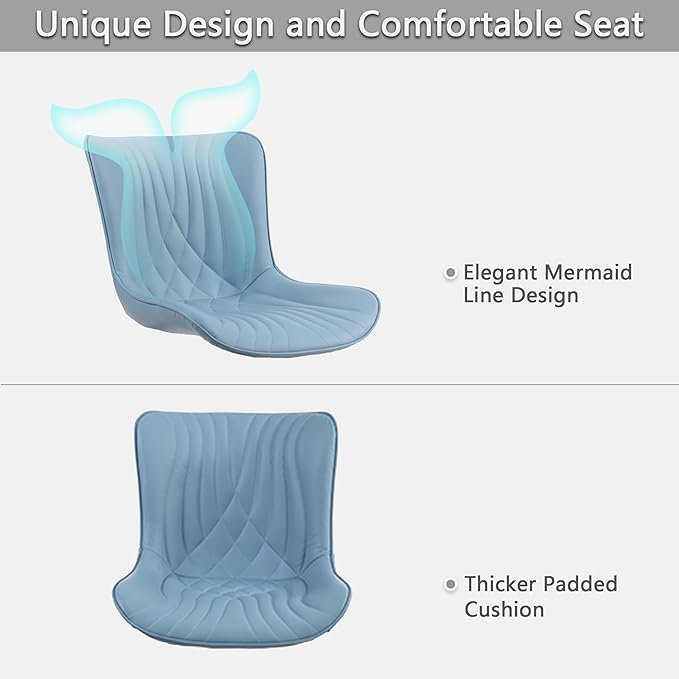 Kidol&Shellder Blue Dining Chairs Set of 2, Faux Leather Upholstered Mid - Image 5