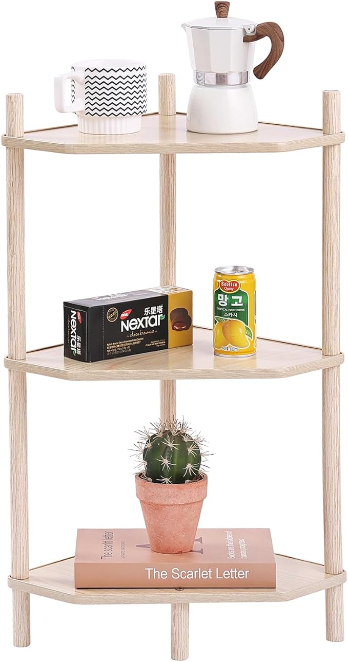 LITA Modern Wood Side Table, Triangular Accent End Table Plant Night Stand by LITA