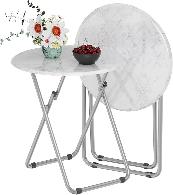 TV Tray Table, Round Folding Table, Foldable Snack Tray by Fleecy+day