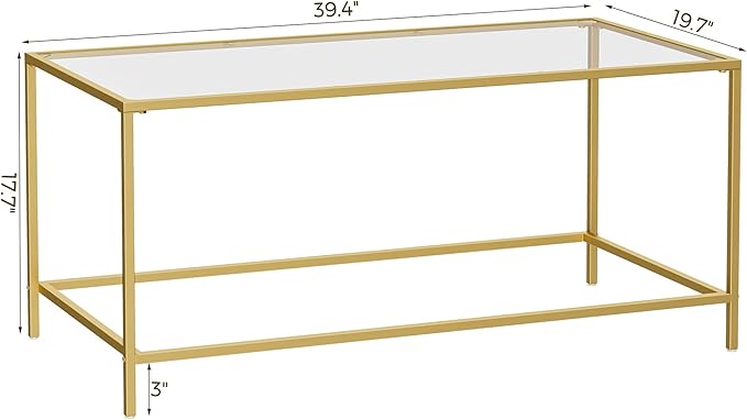 Glass Coffee Table, Modern Rectangular Coffee Table - Image 2