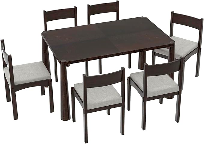Dining Table with Chairs Set of 6, 7-Piece 60" Farmhouse Rectangular Dining - Image 7