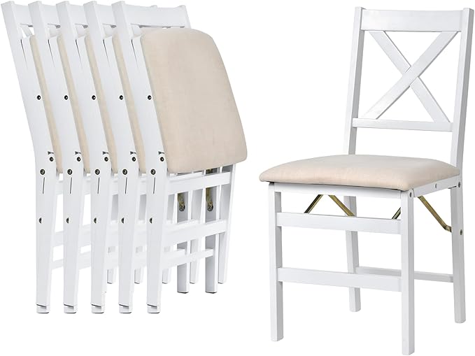 COLAMY Folding Dining Chairs Set of 6 – White Wooden Dining Room Chairs - Image 3