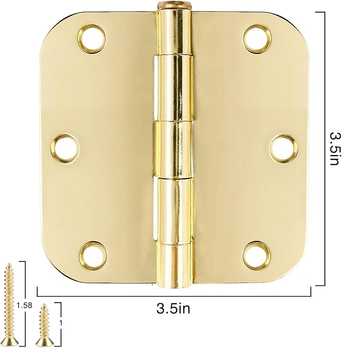 18 Pack Interior Door Hinges Polished Brass 3.5 inch X 3-1/2" 5/8 Radius - Image 5