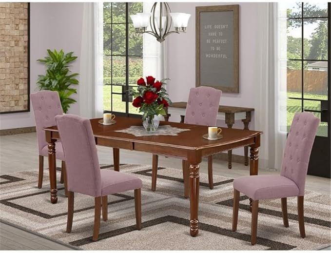 East West Furniture DOCE5-MAH-10 5 Piece Kitchen Table Set - Image 2