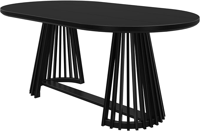 Plank+Beam Lido Oval Dining Table, Round Wooden Minimalist Kitchen Table fits 4 - Image 3