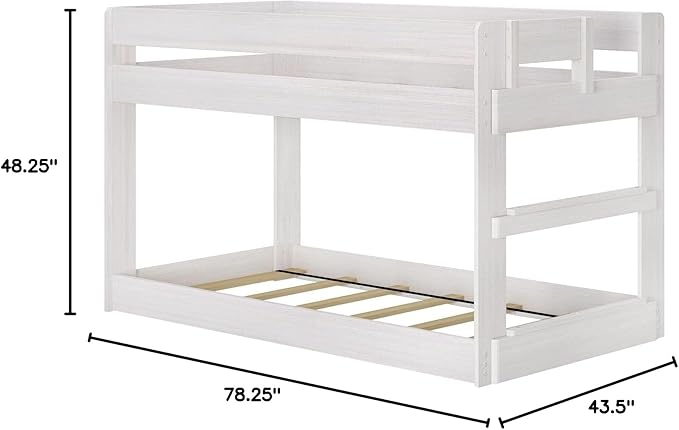 Max & Lily Modern Farmhouse Low Bunk Bed, Twin-Over-Twin Bed Frame - Image 2