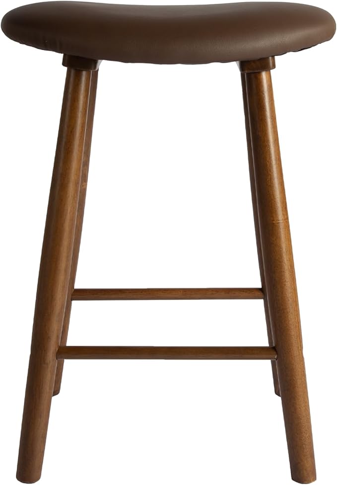 Nora 25" Upholstered Counter Stool, Solid Rubber Wood Frame, Faux Leather - Image 9