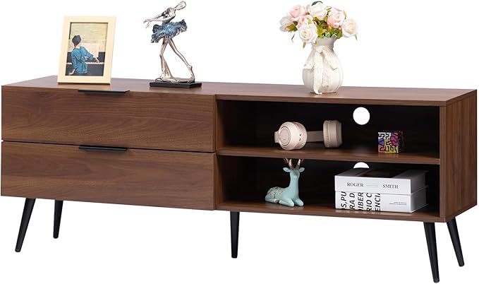 HollyHOME Wood TV Stand for TVs up to 65", Mid Century TV Stand - Image 7