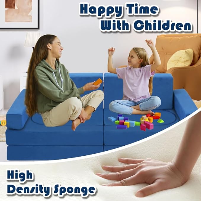 Modular Kids Play Couch Convertible Building Fort Sofa and Cushion 10Pcs Child - Image 5