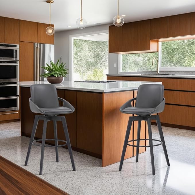 Armen Living Baylor Mid Century Modern Swivel Bar Stool - Image 2