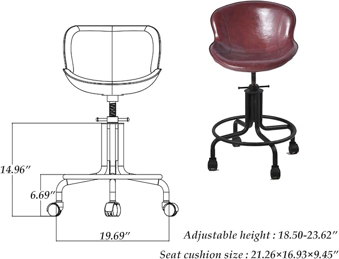 Topower Antique Industrial Design Metal Adjustable Height Kitchen Dining - Image 2