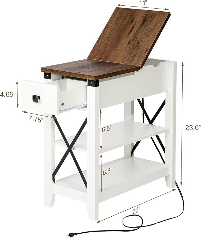 Narrow End Table with Charging Station - Image 3