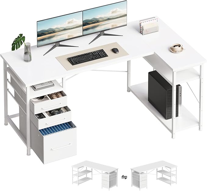 55" Computer Desk with Drawers, Desks by Maihail