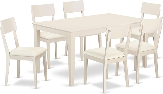 East West Furniture CAAD7-LWH-LC 7 Piece Dining Table Set Consist of a by EastWestFurniture