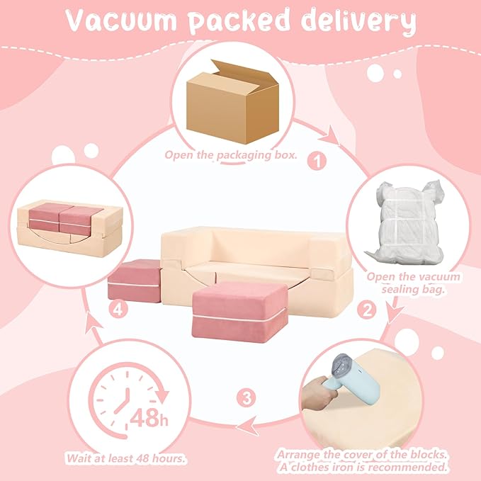 Modular Kids Play Couch, Kids Sofa Toddler Couch, Foam Play Set - Image 7