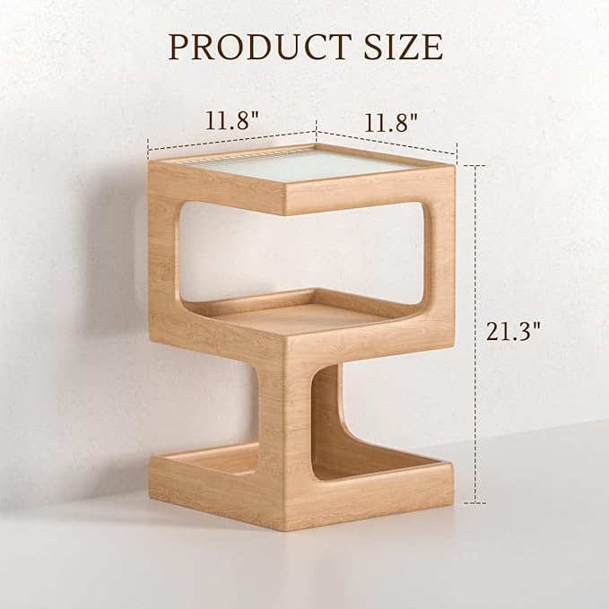 HOMEMORE Solid Wood Side Table Modern end Table Modern Nightstand No Assembly - Image 2
