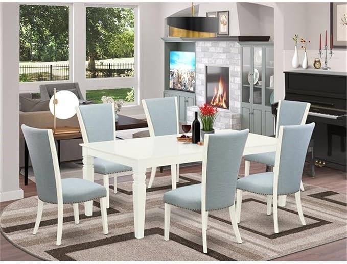 East West Furniture LGVE7-LWH-15 7 Piece Kitchen Table & Chairs Set Consist of - Image 2