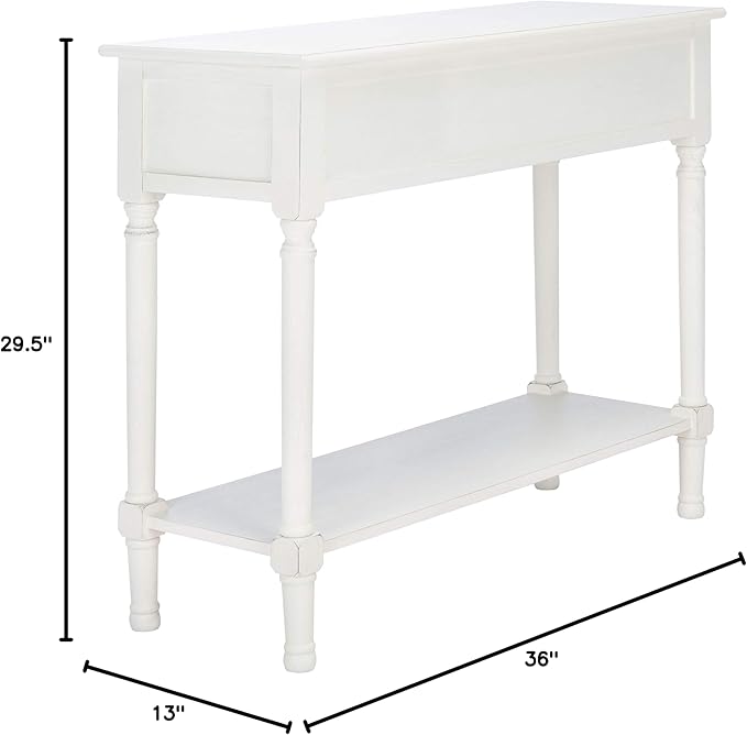 Safavieh Home Collection Tate Distressed White 2-Drawer Bottom Shelf Console - Image 14