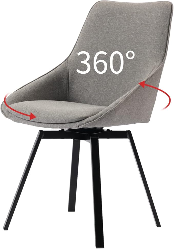 Dining Chairs Set of 2 Light Grey Living Room Chairs Fabric Upholstered Kitchen - Image 4