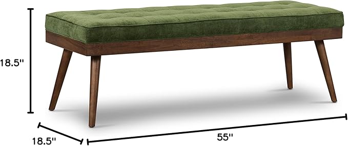 POLY & BARK Luca Bench in Distressed Green Velvet - Image 3
