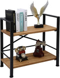 Crofy Rustic Bookshelf, 2 Tier Real Wood Bookshelf, Metal Book Shelf by Crofy