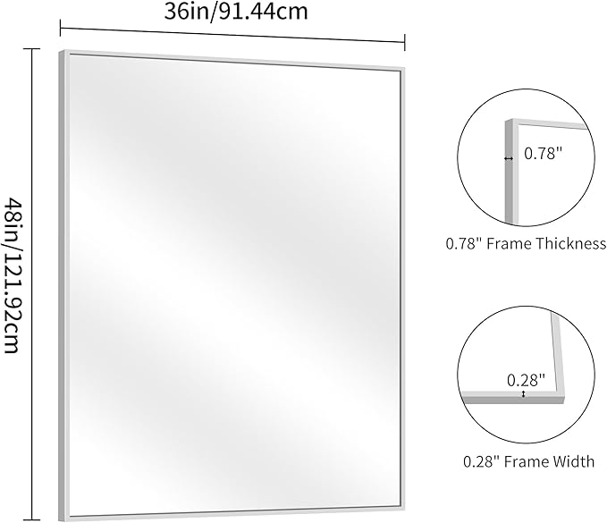 YIROMAN Bathroom Mirror 48"x36", Large Brushed Silver Bathroom Mirror - Image 6