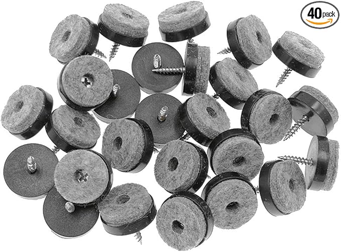 ALIMITOPIA 40pcs Screw-on Furniture Felt Pad Chair Glide Slider Hardwood Floor by ALIMITOPIA