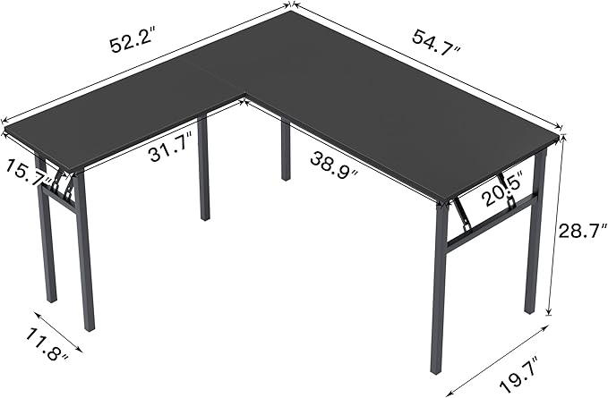 DlandHome Reversible L-Shaped Desk Large Corner Desk Folding Table Computer - Image 3