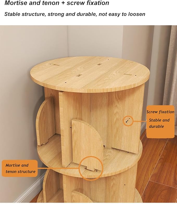 Rotating Bookshelf, 360 Display 2 Tier Floor Standing Bookcase Storage Rack - Image 5
