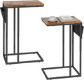 C Shaped End Table Set of 2 for Living Room, Couch Side Tables That Slide Under by Livofloral
