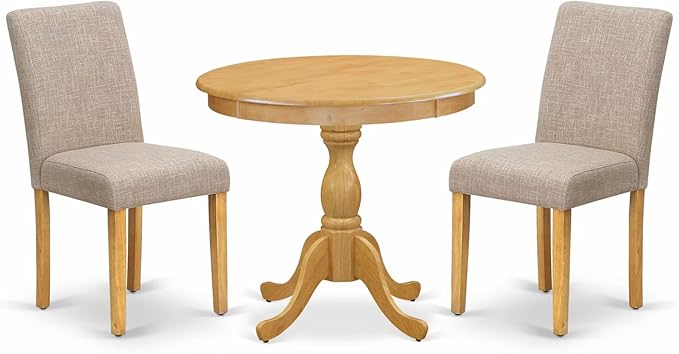 East West Furniture AMAB3-OAK-04 3 Piece Dining Set Contains a Round Kitchen by EastWestFurniture