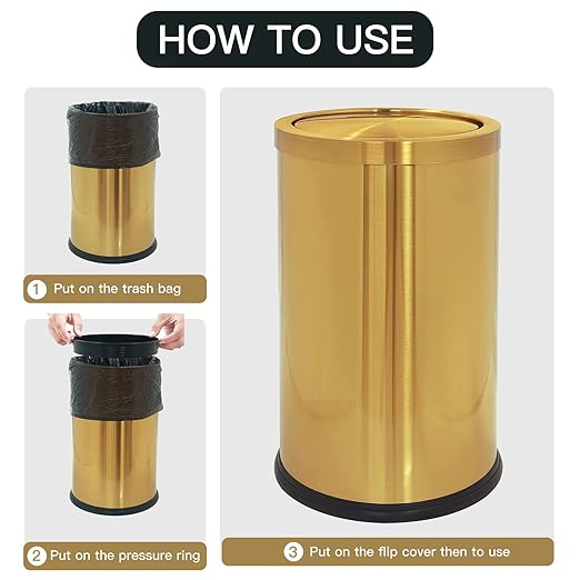 2.6 Gallon Gold Bathroom Trash can - Image 5