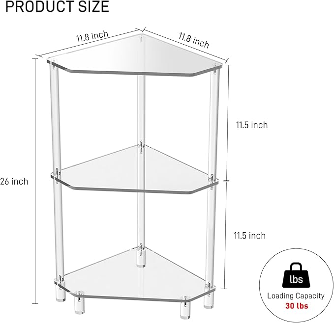Eglaf Acrylic Corner Side Table - Image 3