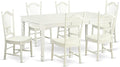 East West Furniture DOVE7-LWH-W 7 Piece Dining Table Set Consist of a Rectangle by EastWestFurniture