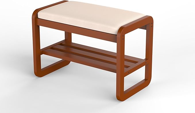 Solid Wood Shoe Rack, 2 Tier Shoe Storage Bench by Unknown