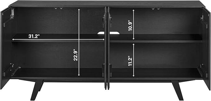 NTC Sapa Mid-Century Modern Solid Wood Sideboard – 4-Door Accent Buffet Cabinet - Image 6