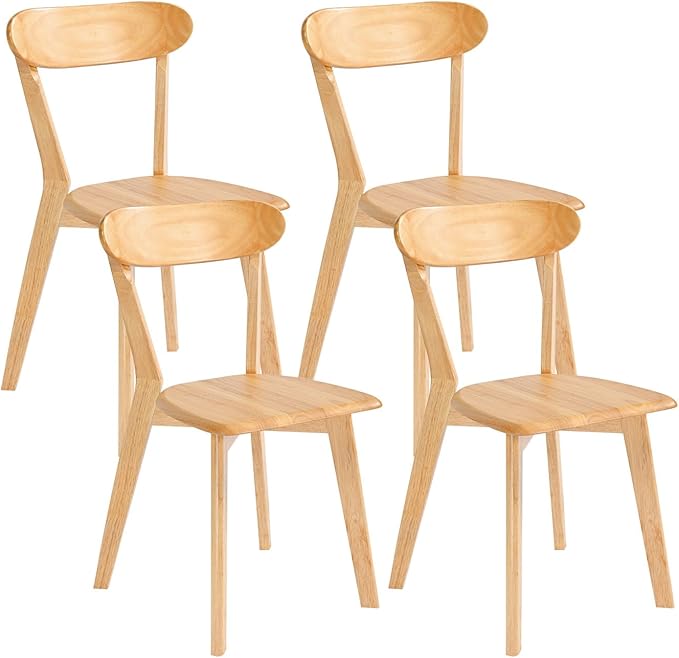 DELAVIN Solid Wood Dining Chairs Set of 4, Farmhouse Oak Wood Kitchen Chair - Image 3