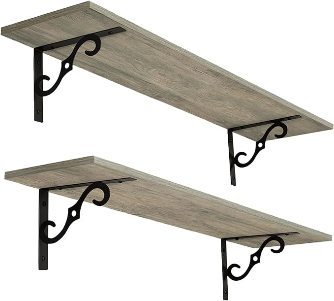 DINZI LVJ Long Wall Shelves, 23.6 Inch Large Floating Shelves Set of 2 by DINZILVJ
