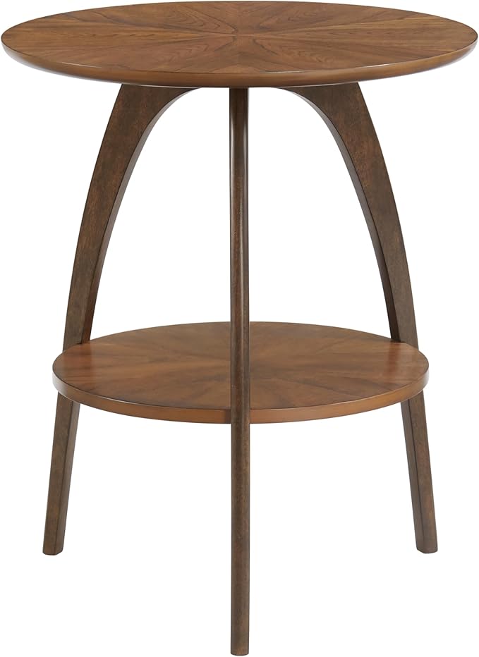 Martin Svensson Home LAX Two-Tone 20-Inch Caramel Brown Round Wood End Side - Image 8