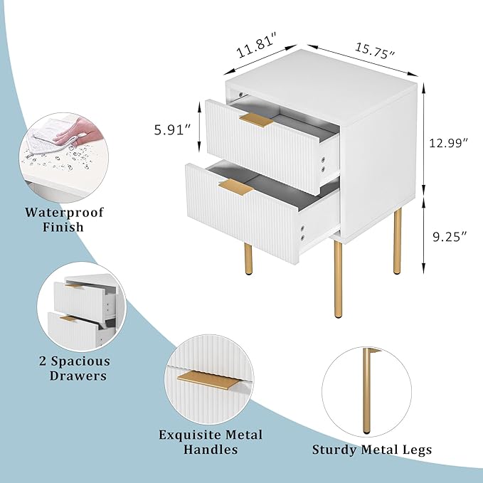 Masupu Nightstand, Mid-Century Modern Bedside Table - Image 2