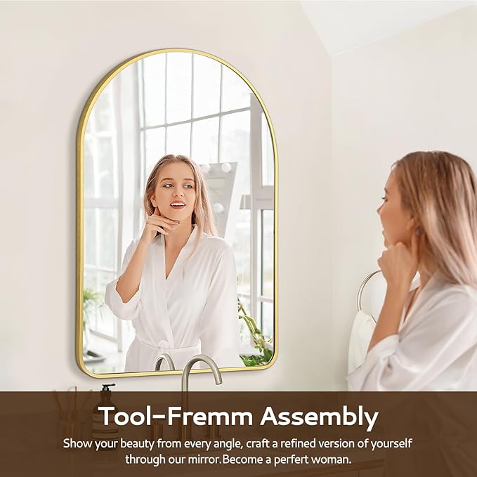 Arched Wall Mirror 24"X36", Modern Farmhouse Mirror Wall Mounted, Curved Arch - Image 6