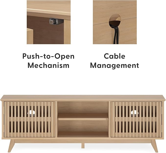 Plank+Beam Mid-Century Modern Wood TV Stand, Solid Wood Entertainment Console - Image 4