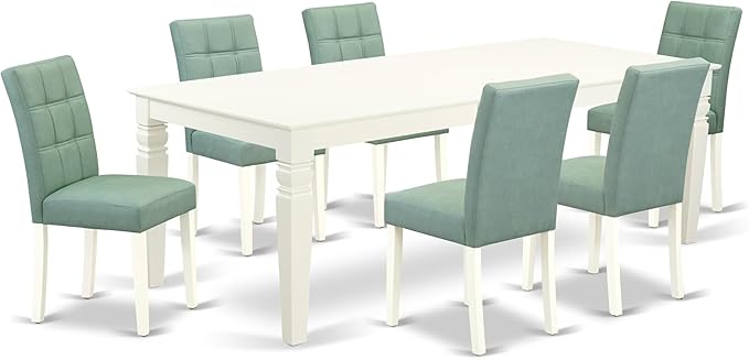 East West Furniture LGAS7-LWH-43 7 Piece Dining Set Contain A Mid Century Table by EastWestFurniture