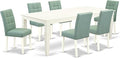 East West Furniture LGAS7-LWH-43 7 Piece Dining Set Contain A Mid Century Table by EastWestFurniture