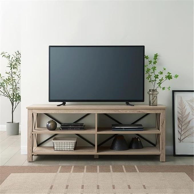 Henn&Hart Rectangular TV Stand for TV's up to 70" in White Oak, Electric - Image 2