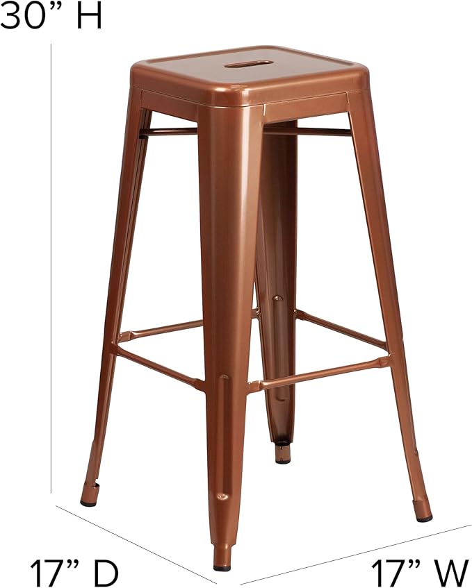 Flash Furniture Kai Commercial Grade 4 Pack 30" High Backless Copper - Image 3