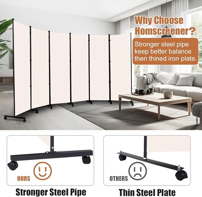 Room Divider Portable 132'' Partition Room Dividers and Folding Privacy Screens - Image 2